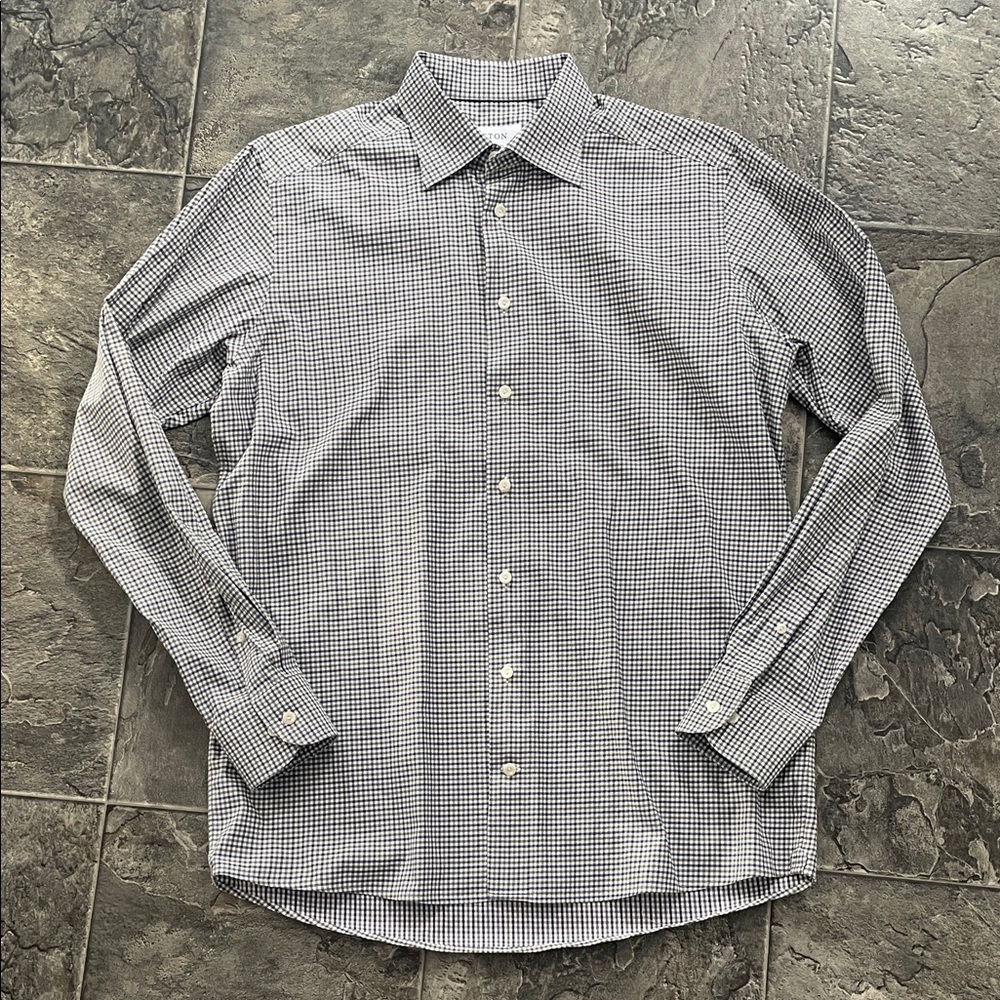 ETON Men’s Checkered Preppy Business Casual Office Cottagecore Button-Up Shirt
